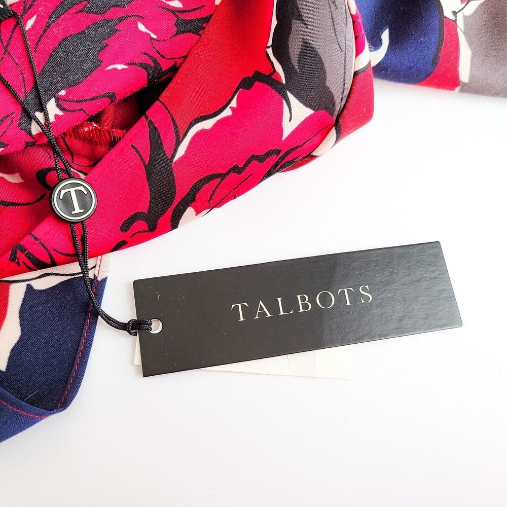 Talbots Short Sleeve Blouse Top Womens 2P Floral V-Neck Multicolor New w/ Tag - Picture 6 of 7